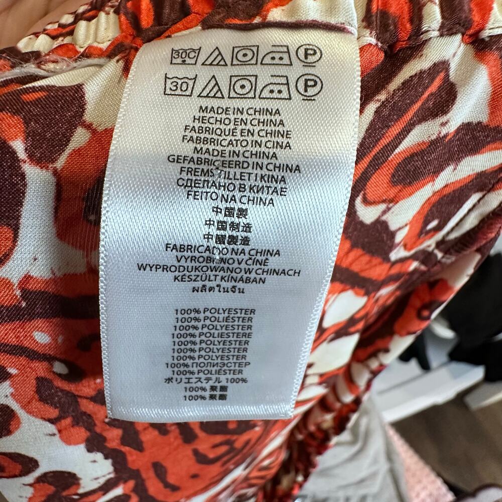 Michael Kors Drawstring Orange Brown‎ Paisley Island Print Satin Shorts Size 6 - Picture 4 of 7